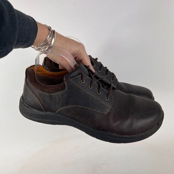 LLbean loafers shoes mens size 10.5 brown pebbled leather lace up office minimal main image 4